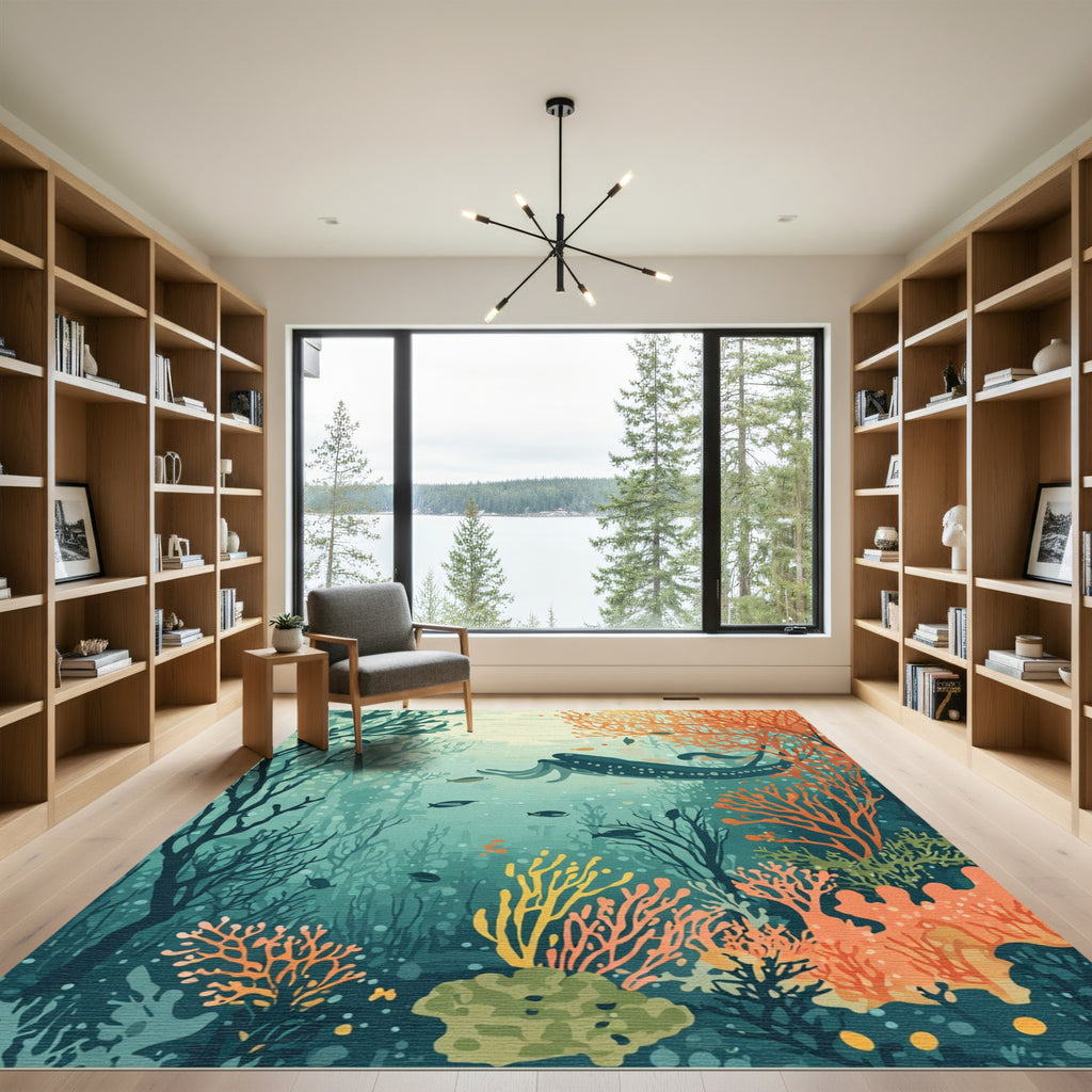 Underwater Coral Reef Marine Life Rug