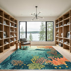Underwater Coral Reef Marine Life Rug