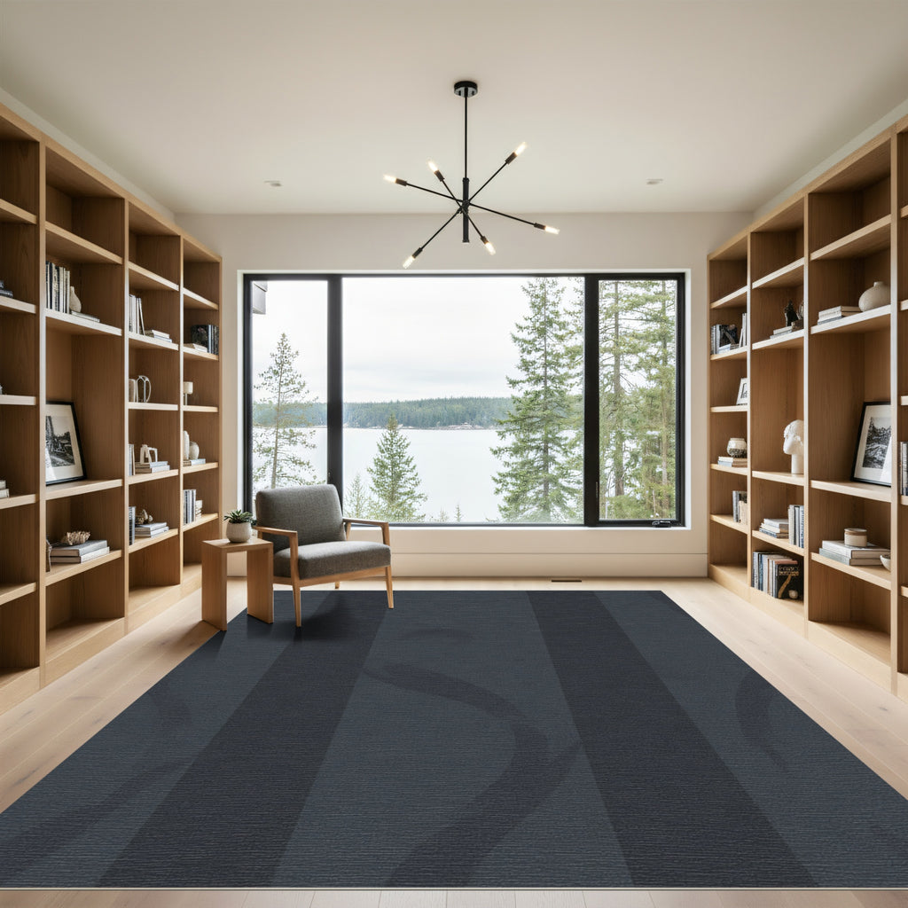 Dark Gray Vertical Stripe Abstract Rug