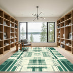 Teal Geometric Stripe Symmetry Rug