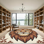 Majestic Lion Face Earth Tones Rug