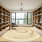 Golden Brown Concentric Circles Wood Grain Rug