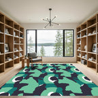 Teal Abstract Camo Swirl Rug