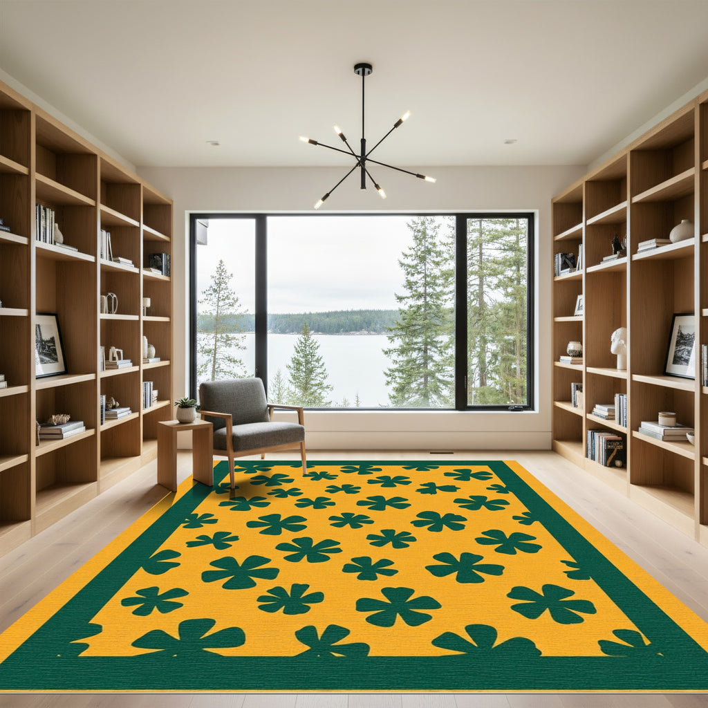 Golden Yellow Green Petal Scatter Rug