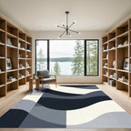 Monochromatic Abstract Mid-Century Waves Rug