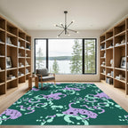 Whimsical Lavender Octopus Teal Swirls Rug