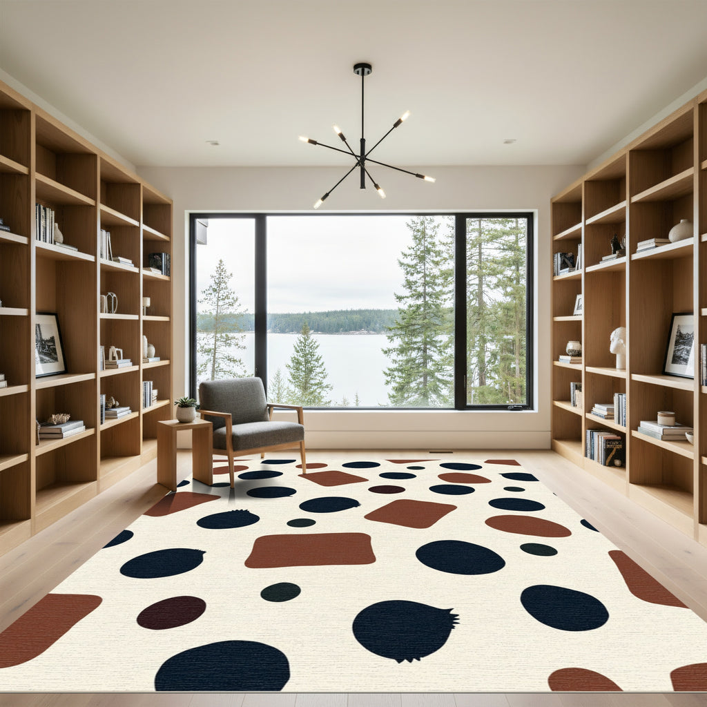 Abstract Ochre Dot Square Blend Rug