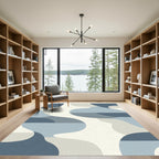 Abstract Blue Gray Organic Curves Rug