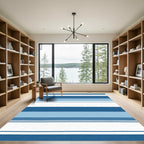 Classic Blue White Striped Area Rug