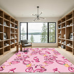 Pink Abstract Whimsical Character Rug