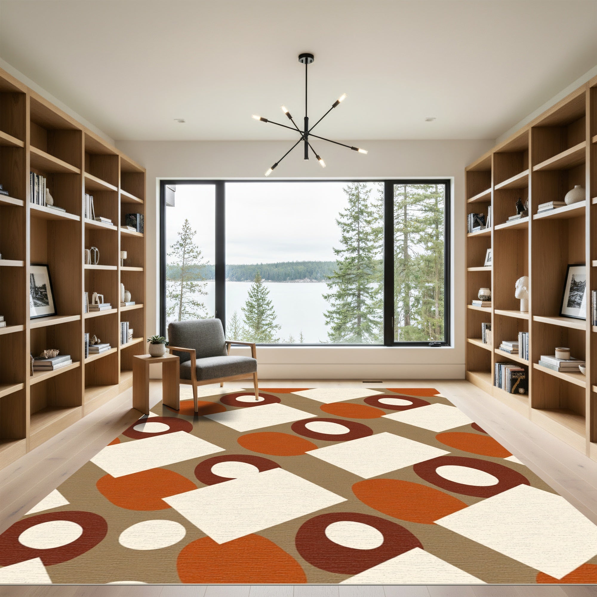 Terracotta Geo Abstract Diamond Arrangement Rug