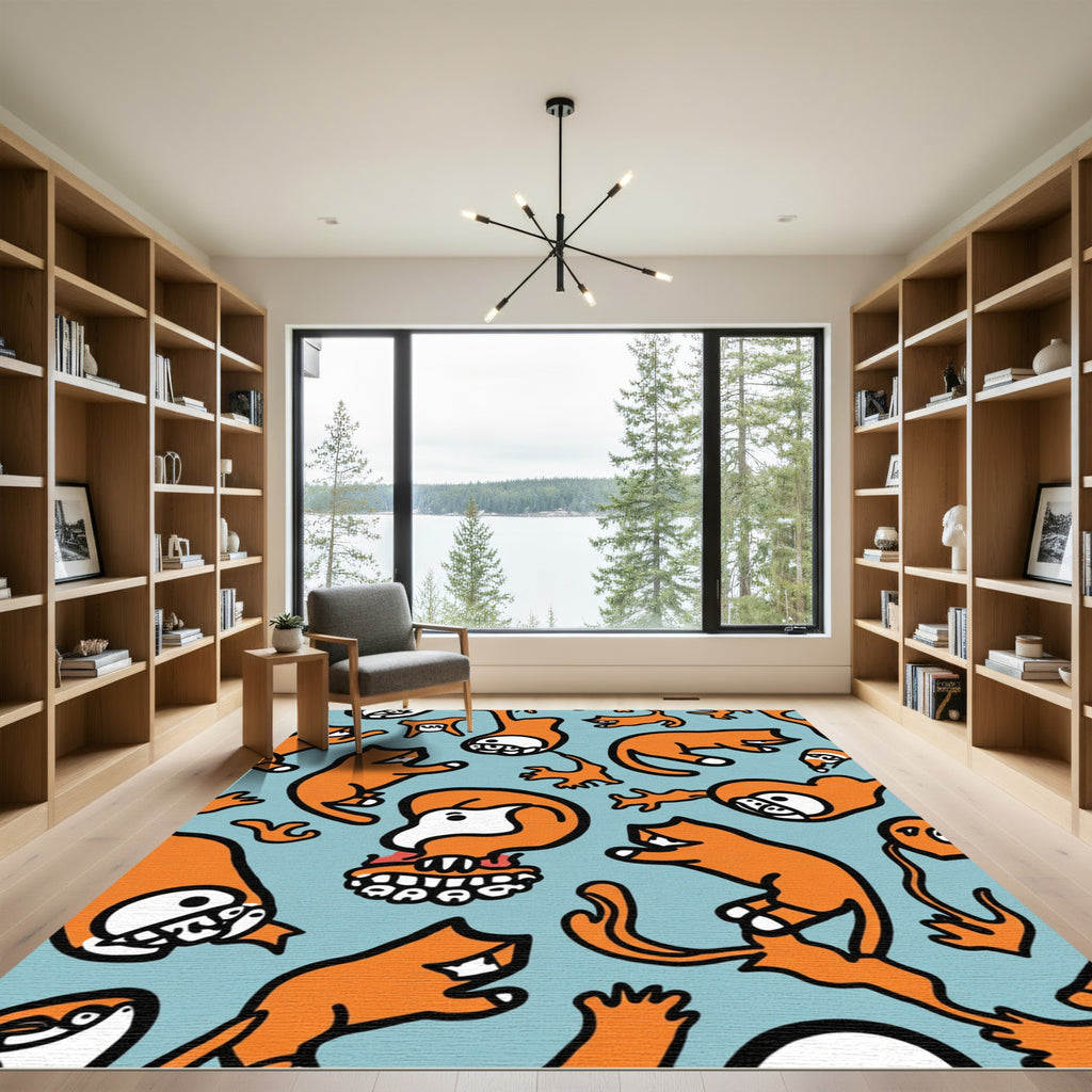Whimsical Orange Cat Chaos Rug