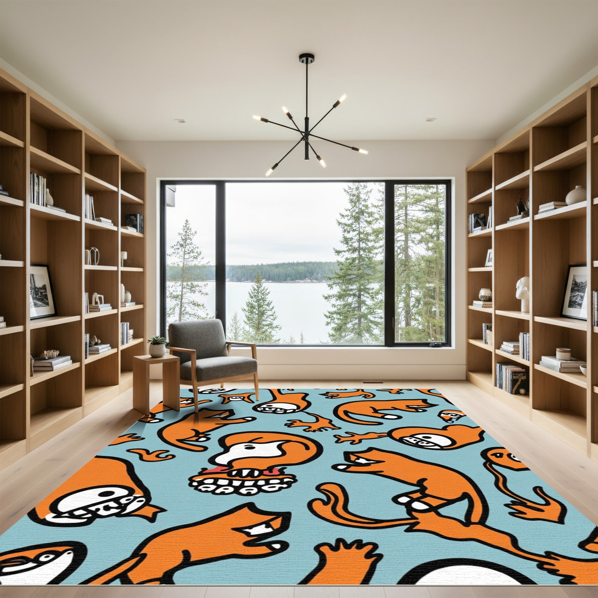 Whimsical Orange Cat Chaos Rug