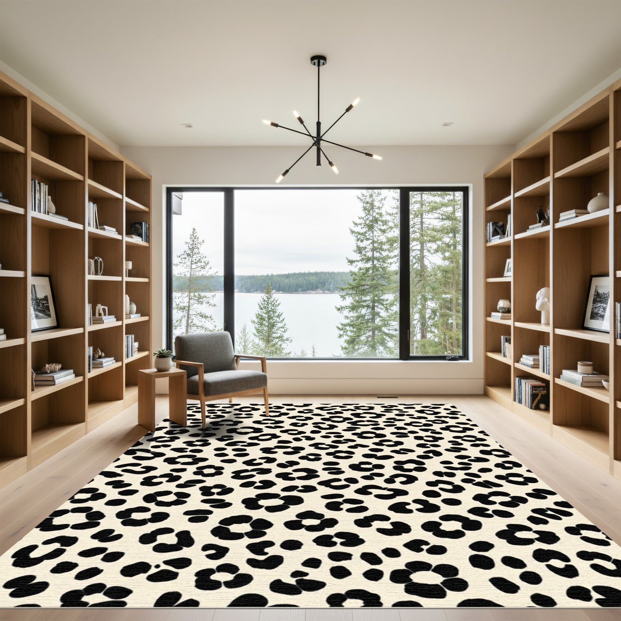 Chic Cream Black Leopard Spot Rug