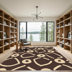 Brown Cream Abstract Organic Shapes Rug