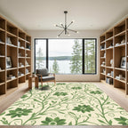 Green Floral Vine Scroll Rug