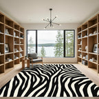 Bold Black Ivory Wavy Stripes Rug