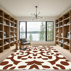 Terracotta Cream Arabesque Scroll Rug