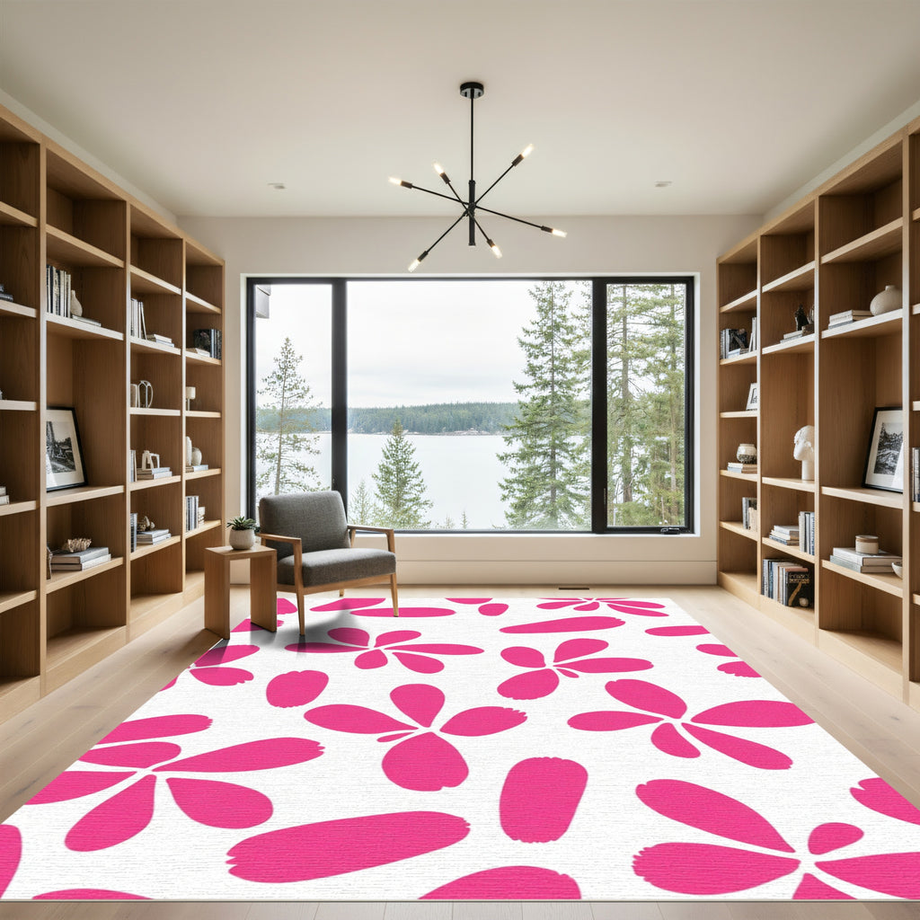 Bright Pink Petal Scatter Rug