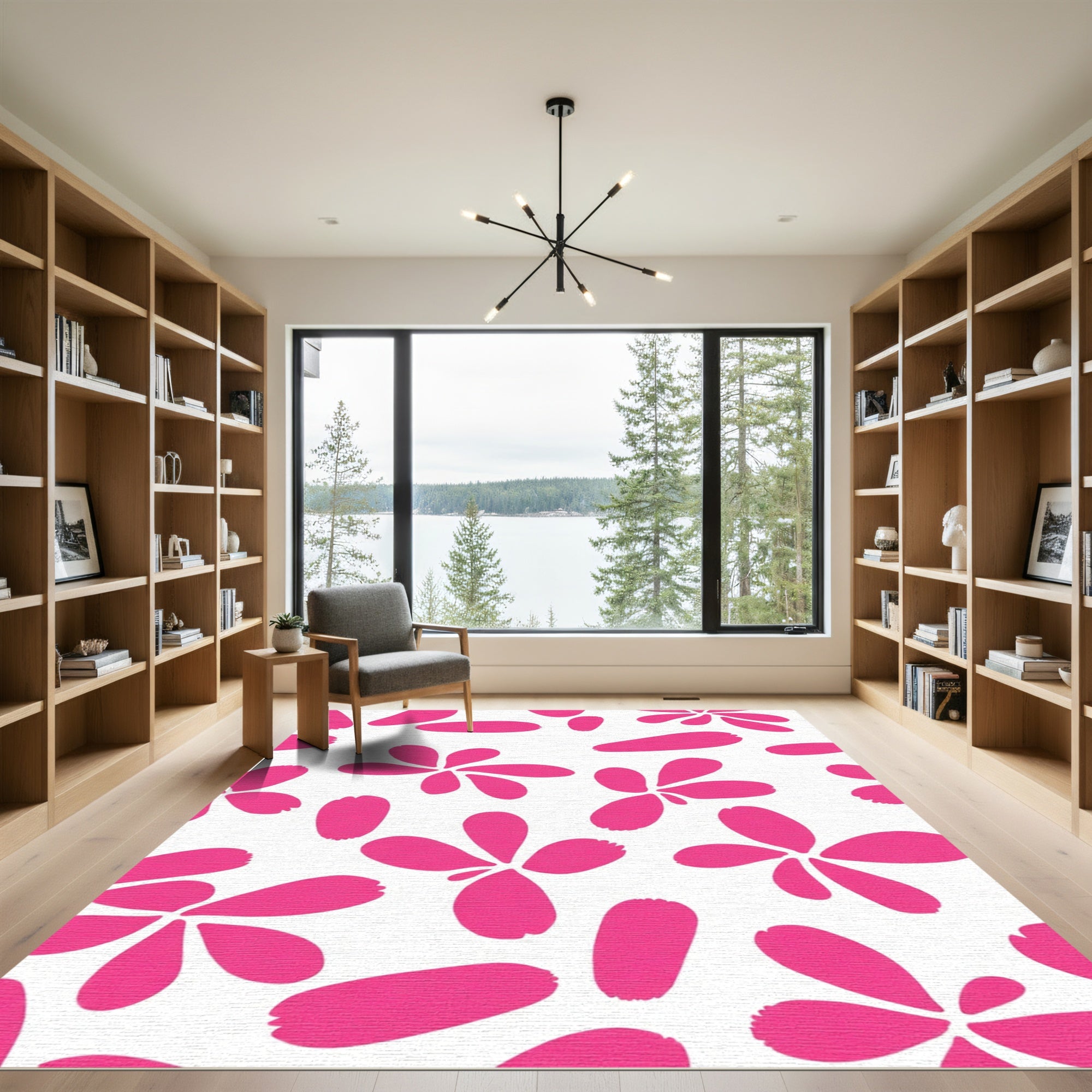 Bright Pink Petal Scatter Rug
