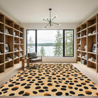 Taupe Black Spotted Animal Print Rug