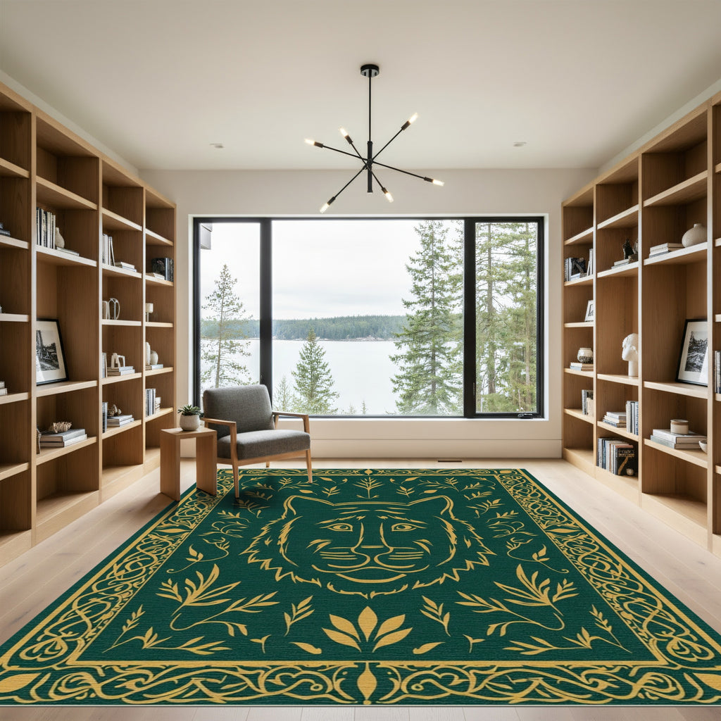 Emerald Tiger Floral Celtic Border Rug