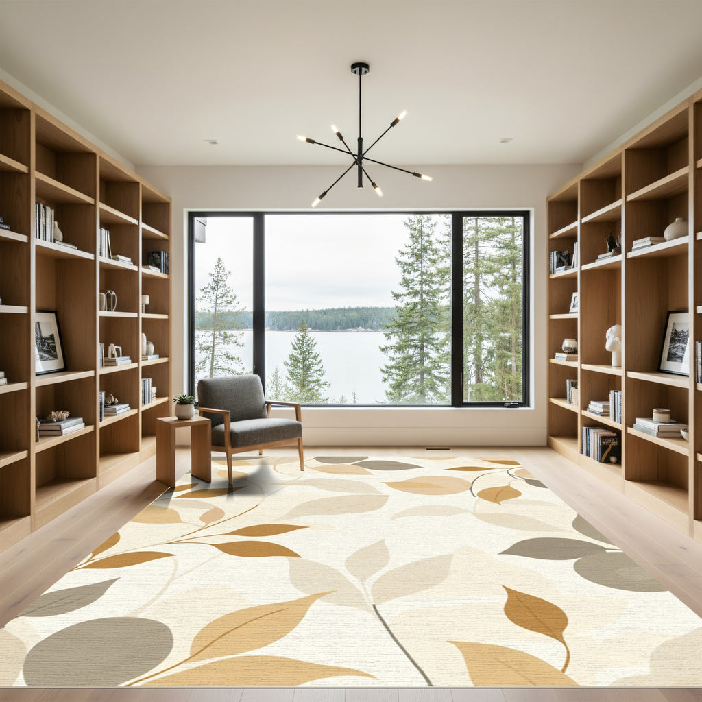 Earthy Tone Botanical Swirl Rug