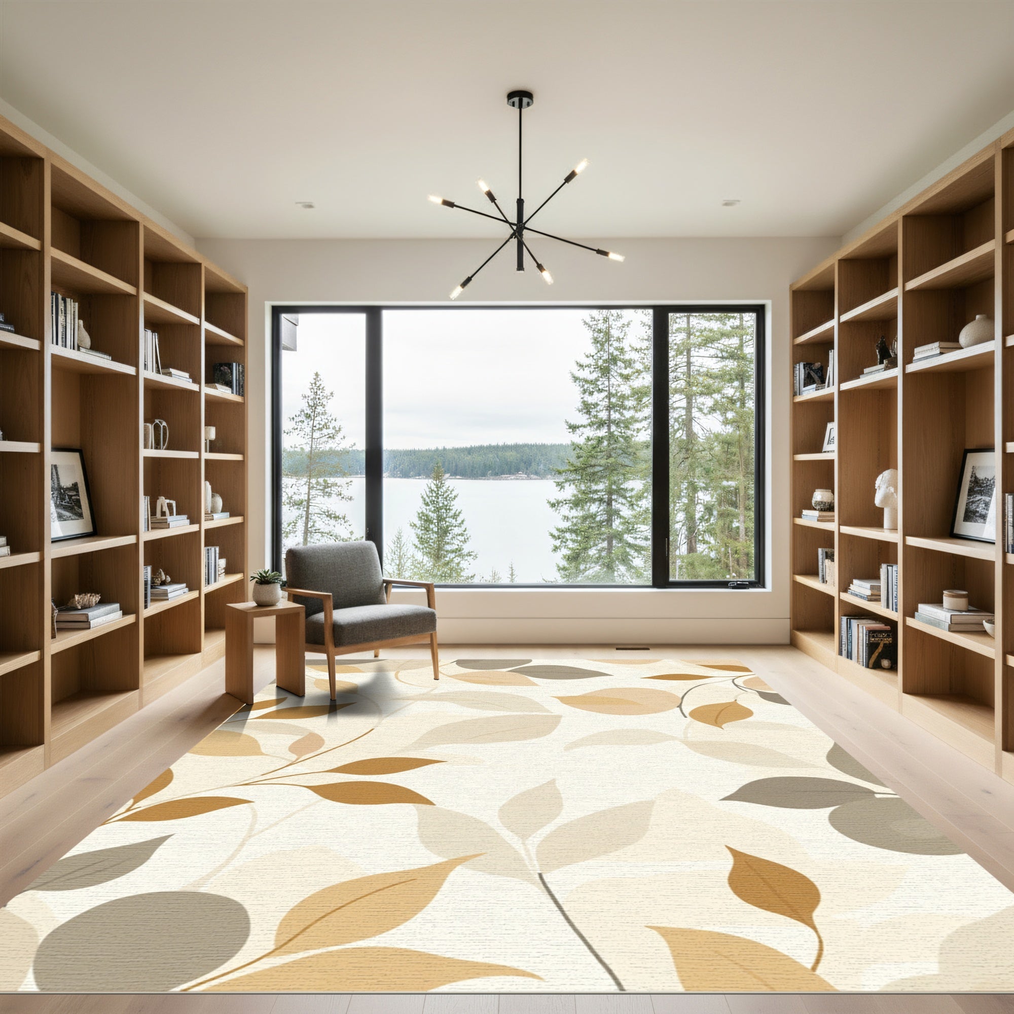 Earthy Tone Botanical Swirl Rug