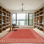 Crimson White Contemporary Lattice Garden Rug
