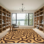 Brown Ochre Swirl Abstract Topology Rug