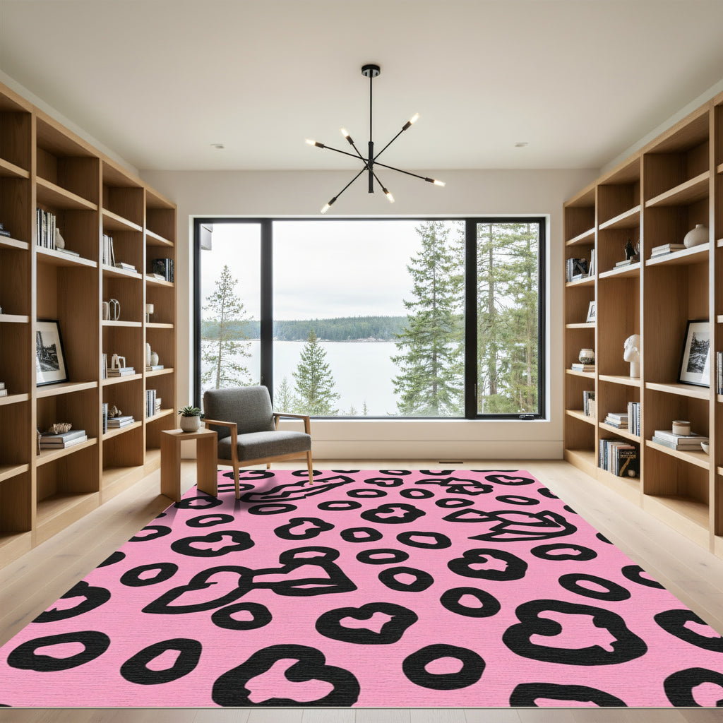 Playful Pink Leopard Spots Rug