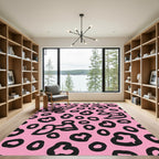 Playful Pink Leopard Spots Rug