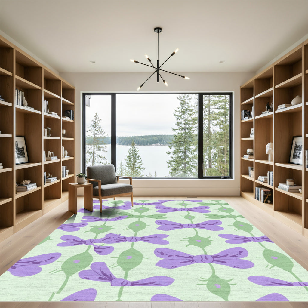 Lilac Purple Bow Green Chain Rug