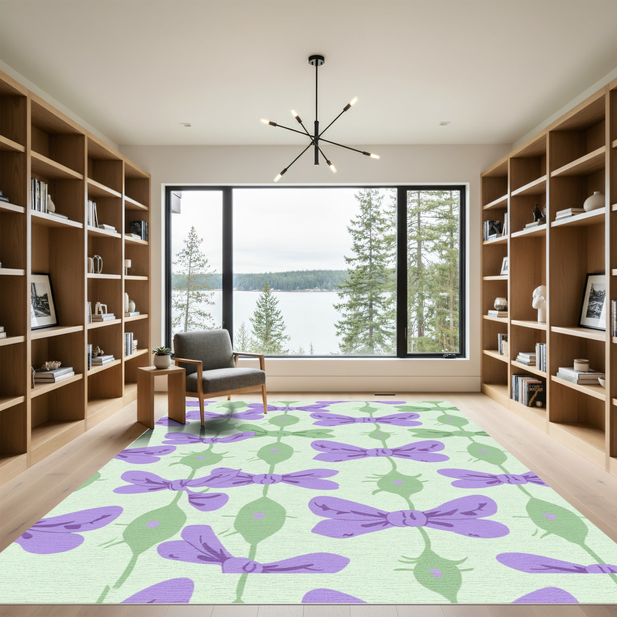 Lilac Purple Bow Green Chain Rug