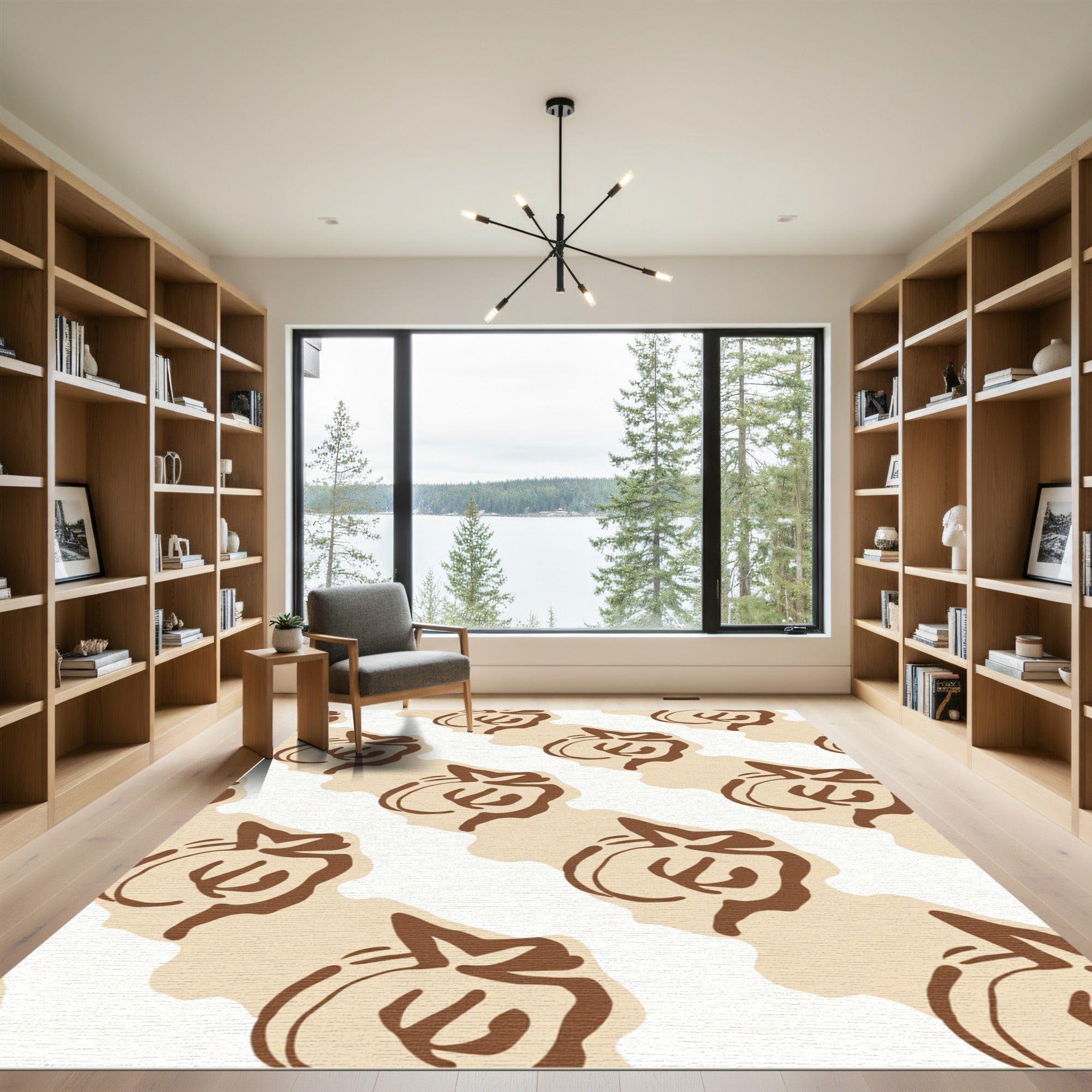 Brown Outline Fruit Diagonal Rug