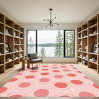 Coral Pink Circles Over Soft Peach Rug