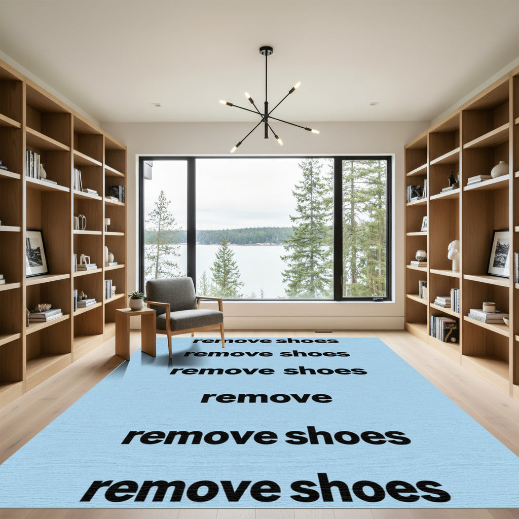 Black White Lettering Rug