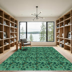 Deep Green Abstract Foliage Vines Rug