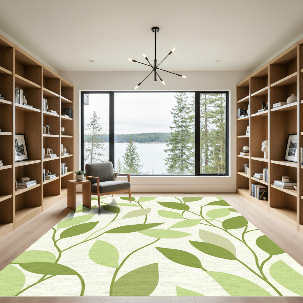 Verdant Leafy Vine Abstract Rug