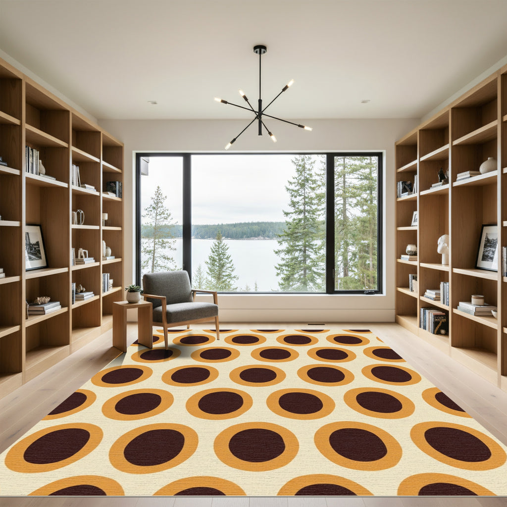 Retro Amber Polka Dot Rug