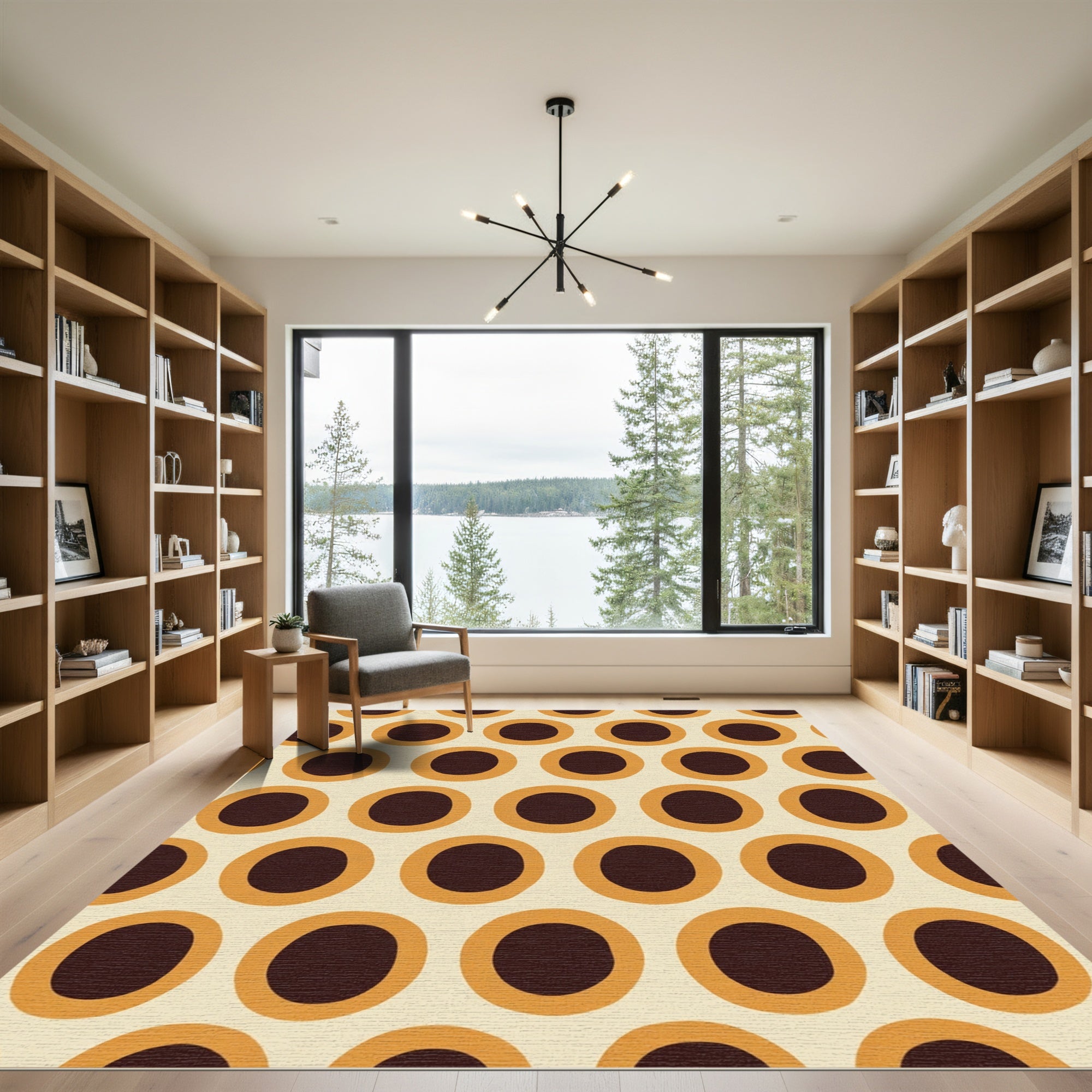 Retro Amber Polka Dot Rug