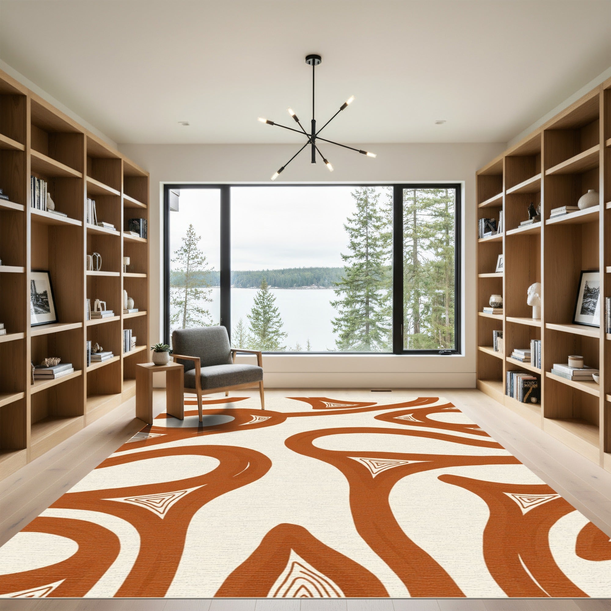 Terracotta Organic Abstract Triangles Rug