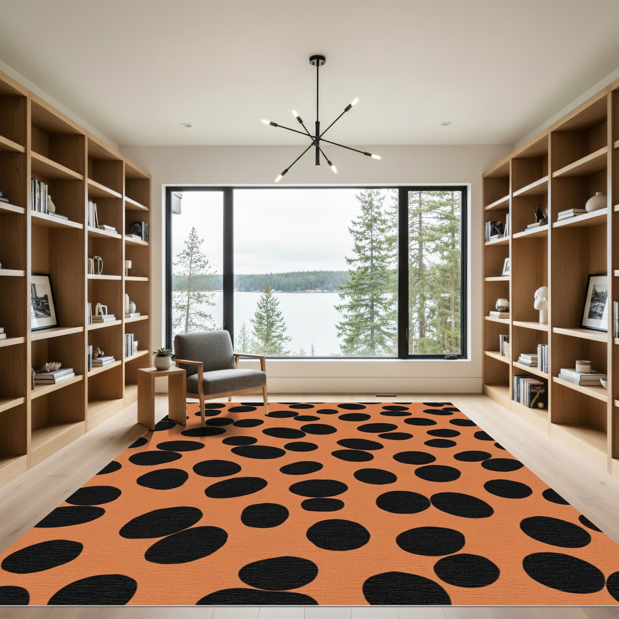 Orange Black Speckled Organic Spots Rug