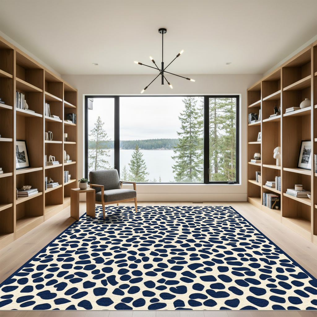 Cream Navy Irregular Spots Rug