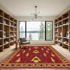 Festive Red Pine Forest Border Rug