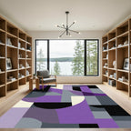 Abstract Purple Geometric Arc Rug