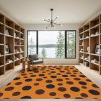 Orange Black Brown Polka Dot Round Rug