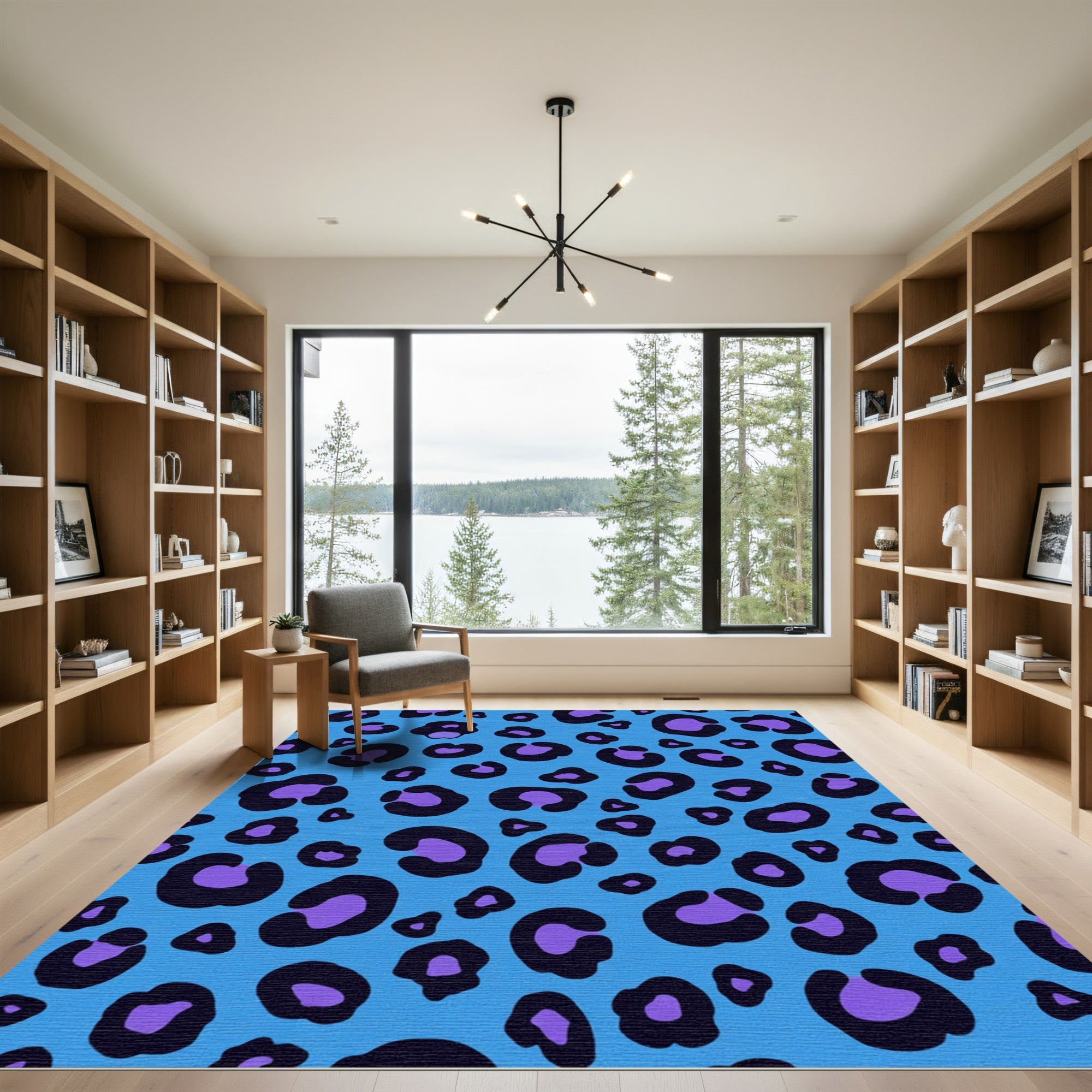 Bold Blue Purple Leopard Spots Rug