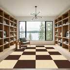 Brown Cream Checkerboard Squares Rug