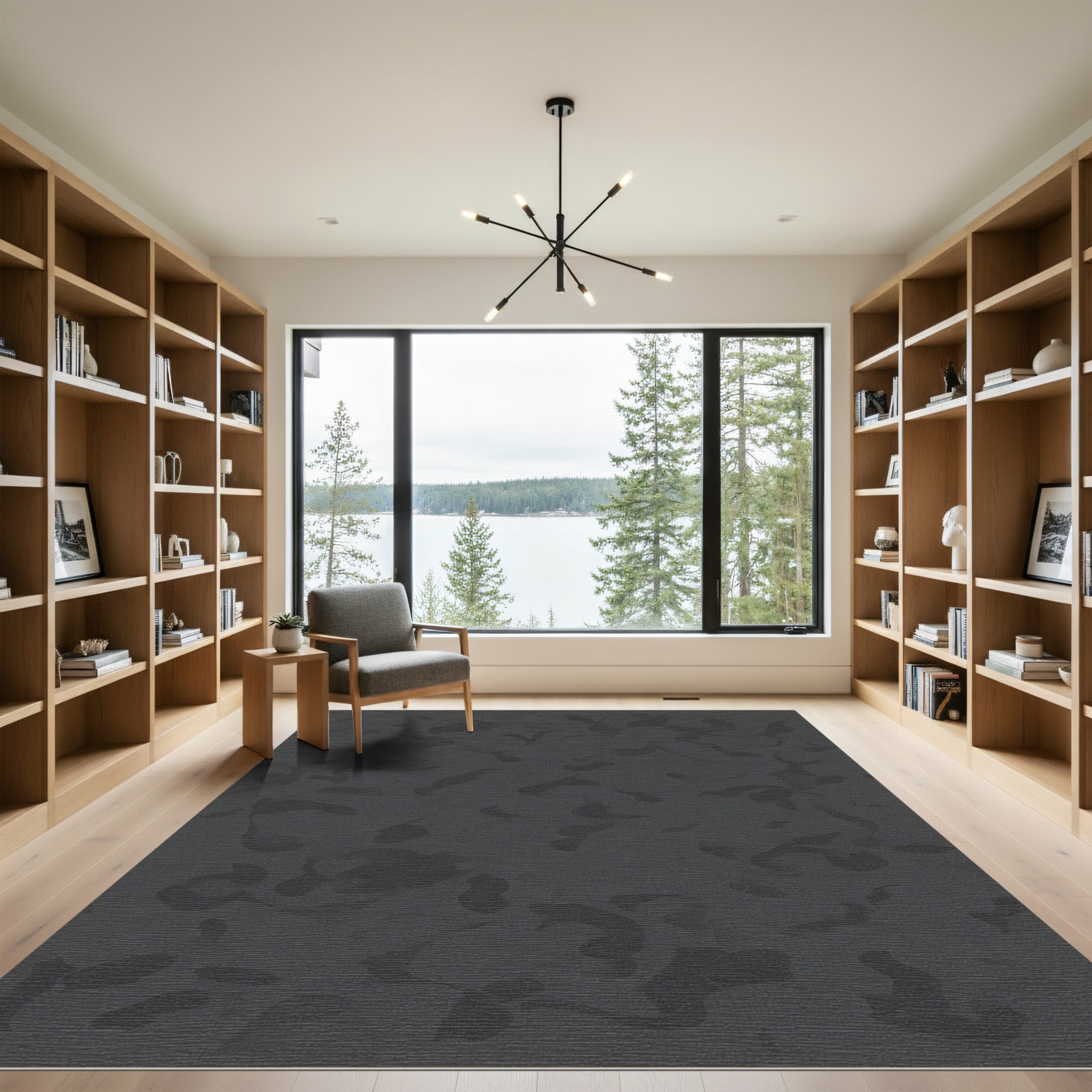Monochromatic Abstract Swirl Composition Rug